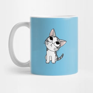 Confused Cat Blue Mug
